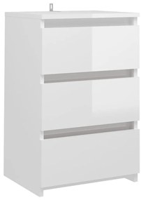 vidaXL Κομοδίνα 2 τεμ. Γυαλιστερό Λευκό 40x35x62,5 εκ. από Επεξ. Ξύλο