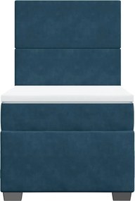 vidaXL Κρεβάτι Boxspring με Στρώμα Μπλε 90x200 εκ. Βελούδινο