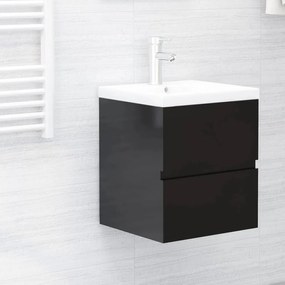 vidaXL Ντουλάπι Νιπτήρα Γυαλ. Μαύρο 41x38,5x45 εκ. Επεξεργασμένο Ξύλο