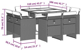 vidaXL Σετ Τραπεζαρίας Κήπου 9τεμ. Μικτό Μπεζ Συνθ. Ρατάν με Μαξιλάρια