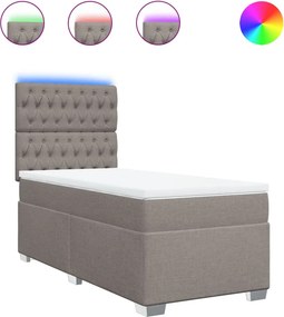 vidaXL Κρεβάτι Boxspring με Στρώμα Taupe 100 x 200 εκ. Υφασμάτινο