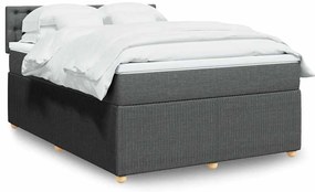vidaXL Κρεβάτι Boxspring με Στρώμα Σκούρο Γκρι 160x200 εκ Υφασμάτινο
