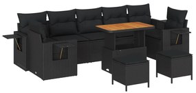 Σετ Καναπέ Κήπου με μαξιλάρι Μαύρο συνθετικό ρατάν