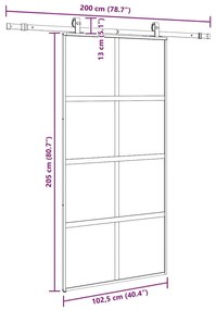 Σετ συρόμενης πόρτας με υλικό μαύρο 102,5x205 cm - Μαύρο