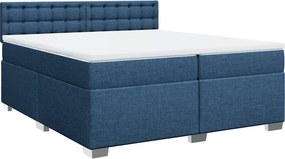 vidaXL Κρεβάτι Boxspring με Στρώμα Μπλε 200x200 εκ. Υφασμάτινο