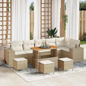 vidaXL Σετ Καναπέ Κήπου 10 pcs Μπεζ συνθετικό ρατάν