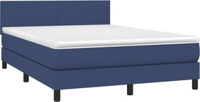 vidaXL Κρεβάτι Boxspring με Στρώμα &amp; LED Μπλε 140x200 εκ. Υφασμάτινο