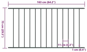 vidaXL Πάνελ Περίφραξης Ατσάλι με Ηλεκτροστατική Βαφή 1,63x0,75 μ. Ανθρακί