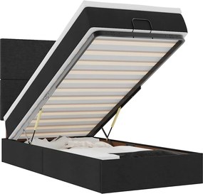 vidaXL Οθωμανικό κρεβάτι με στρώμα Μαύρο 100x200cm Ύφασμα