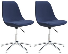 Καρέκλες Τραπεζαρίας Περιστρεφόμενες 2 τεμ. Μπλε Υφασμάτινες - Μπλε