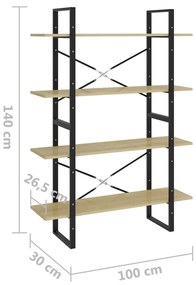 ΒΙΒΛΙΟΘΗΚΗ ΜΕ 4 ΡΑΦΙΑ SONOMA ΔΡΥΣ 100X30X140 ΕΚ ΑΠΟ ΜΟΡΙΟΣΑΝΙΔΑ 806480