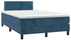 vidaXL Κρεβάτι Boxspring με Στρώμα & LED Σκ. Μπλε 120x190εκ. Βελούδινο
