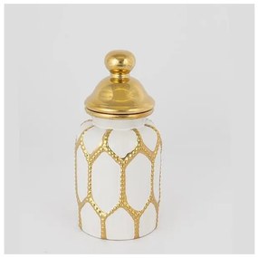 Βάζο Με Καπάκι Κεραμικό Λευκό &amp; Χρυσό 12.5x26cm 752-20104 Estheti-752-20104-Λευκό-Χρυσό 752-20104