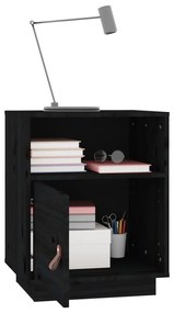 vidaXL Κομοδίνα 2 τεμ. Μαύρα40x34x55 εκ. από Μασίφ Ξύλο Πεύκου