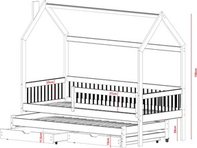 PAPI 90x190 pine children's house bed Lano Furniture