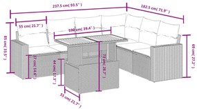 vidaXL Σαλόνι Κήπου Σετ 7 τεμ. Μπεζ Συνθετικό Ρατάν με Μαξιλάρια