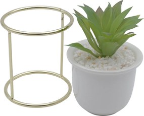 Τεχνητό Φυτό σε Κεραμικό Γλαστράκι σε Μεταλλική Βάση 9.5x18cm