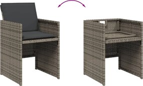 vidaXL Σετ Τραπεζαρίας Κήπου 7 τεμ. Γκρι Συνθ. Ρατάν με Μαξιλάρια