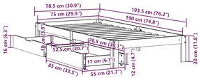 Πλαίσιο Κρεβατιού με Συρτάρια Κρεβ. Χωρίς 75x190 εκ. 3301932