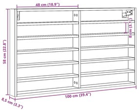 Βιτρίνα Γκρι Σκυροδέματος 100x8,5x58 εκ. από Επεξεργασμένο Ξύλο - Γκρι