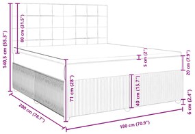 Κρεβάτι Boxspring με Στρώμα Μπλε 180x200 εκ. Υφασμάτινο - Μπλε