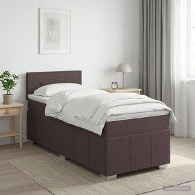 vidaXL Κρεβάτι box spring με στρώμα Σκούρο Καφέ 90 x 200 cm Ύφασμα