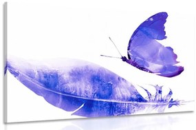 Φτερό εικόνας με πεταλούδα σε μωβ σχέδιο - 120x80