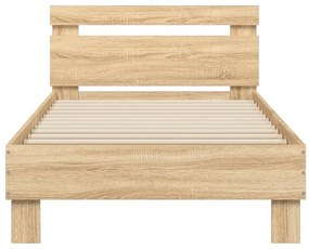 vidaXL Πλαίσιο Κρεβατιού με Κεφαλάρι/LED Sonoma δρυς 90x190 εκ.