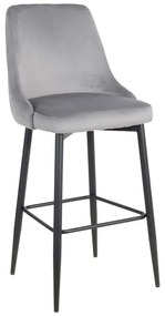 Σκαμπό μπαρ Zedna γκρι βελούδο - μαύρα μεταλλικά πόδια 52x57x111 εκ. 52x57x111 εκ.