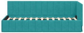 vidaXL Κρεβάτι Γωνίας με κεφαλάρι Τιρκουάζ 80 x 200 cm Βελούδο