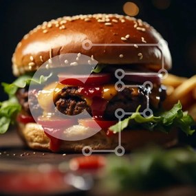 Intra Συλλεκτικό Ξύλινο Παζλ Plywood  4mm - Λαχταριστό Cheeseburger με φρέσκα υλικά Σε Ξύλινο Κουτί - Διαστάσεις: 10x10 cm – 25 κομμάτια
