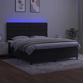 ΚΡΕΒΑΤΙ BOXSPRING ΜΕ ΣΤΡΩΜΑ &amp; LED ΜΑΥΡΟ 160X200 ΕΚ. ΒΕΛΟΥΔΙΝΟ 3136313