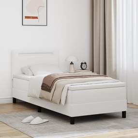 vidaXL Κρεβάτι με Στρώμα σε Λευκό, 90 x 200 εκ, Ψεύτικο Δέρμα.