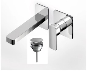 Eurorama Quadra Chrome Μπαταρία Νιπτήρος Εντοιχισμού 2 Οπών+Βαλβίδα clic-clac 144904-100 R0338-100