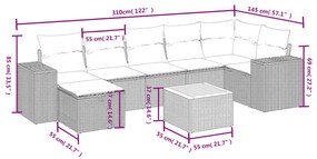 vidaXL Σαλόνι Κήπου Σετ 8 τεμ. Μπεζ Συνθετικό Ρατάν με Μαξιλάρια