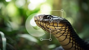 Intra Συλλεκτικό Ξύλινο Παζλ Plywood 4mm - Μαύρο και κίτρινο φίδι στο δάσος Σε Ξύλινο Κουτί - Διαστάσεις: 10x10 cm – 25 κομμάτια