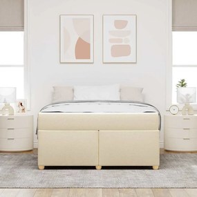 vidaXL Σκελετός Κρεβατιού με στρώμα Κρεμ 160 x 200 cm ύφασμα