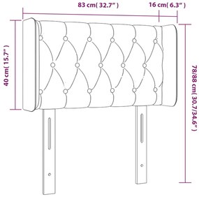 vidaXL Κεφαλάρι Κρεβατιού LED Σκούρο Γκρι 83x16x78/88 εκ. Βελούδινο