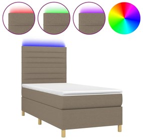 vidaXL Κρεβάτι Boxspring με Στρώμα &amp; LED Taupe 80x200 εκ. Υφασμάτινο