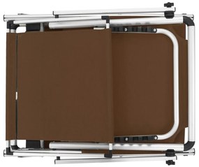 vidaXL Ξαπλώστρες Πτυσσόμενες με Οροφή 2 τεμ. Καφέ Αλουμίνιο/Textilene