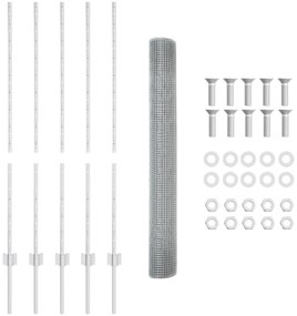 vidaXL Γαλβανισμένος Φράχτης με 10 U Posts Ασημί 1.2x10 μ Χάλυβας