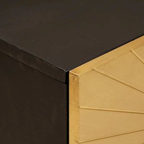 vidaXL Κομοδίνο Μαύρο και Χρυσό 50 x 33 x 60 εκ Μασίφ ξύλο μάνγκο