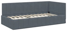 vidaXL Κρεβάτι Γωνίας με στρώμα Σκούρο γκρι 100 x 200 cm Βελούδο