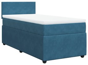 vidaXL Κρεβάτι Boxspring με Στρώμα Μπλε 80 x 200 εκ. Βελούδινο