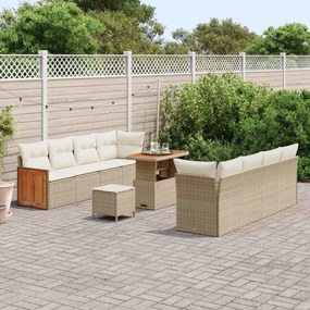 vidaXL Σετ Καναπέ Κήπου με μαξιλάρι 11 pcs Μπεζ και Κρέμα