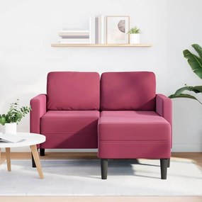 vidaXL 2θέσιος καναπές με καναπέ σε σχήμα L Μπορντό 125 εκ. Βελούδινος