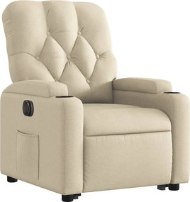 vidaXL Πολυθρόνα Ηλεκ. Ανακλινόμενη με Ανύψωση Κρεμ Υφασμάτινη