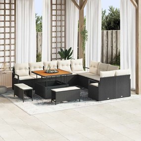 vidaXL Σετ Καναπέ Κήπου 13 pcs Μαύρο, Κρέμα 100 x 100 x 71 cm