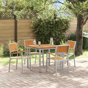 vidaXL Σέτ φαγητού για κήπο 5 pcs Γκρι και καφέ 90 x 90 x 75 cm