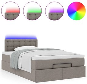 vidaXL Οθωμανικό κρεβάτι με στρώμα & LEDs Taupe 120x200cm ύφασμα